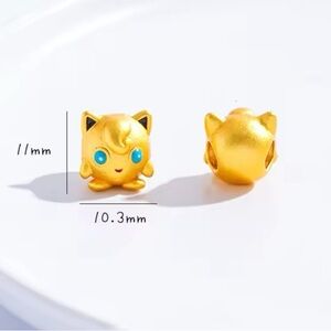 24K Gold Filled Pokemon Jiggly Puff Charm Bead Pendant Anime Pocket Monster